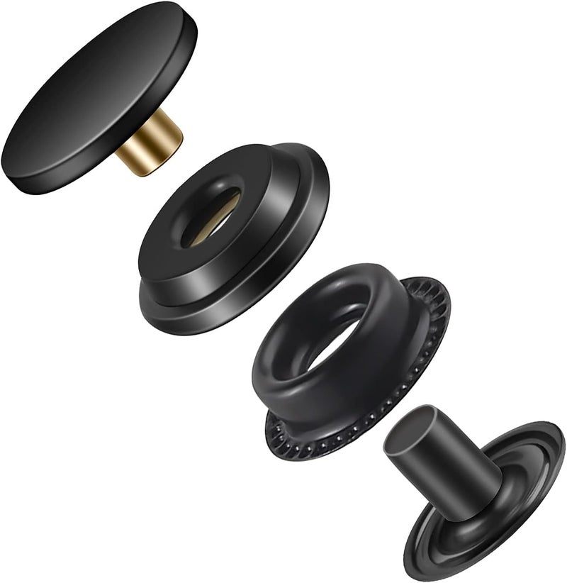 Moocci 200 Pcs (50 Sets) 5/8 inch (15mm) Leather Snap Fastener Kit Tool Snaps for Leather Stainless Snap Buttons for Bag, Jeans, Clothes, Fabric (Gold+Black) - Image 5